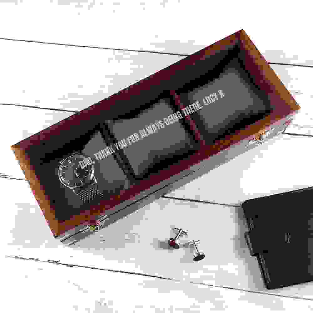 Personalised 3 Piece Wooden Watch Box