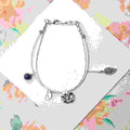 Personalised Sterling Silver Forget Me Not Bracelet With Amethyst Stones