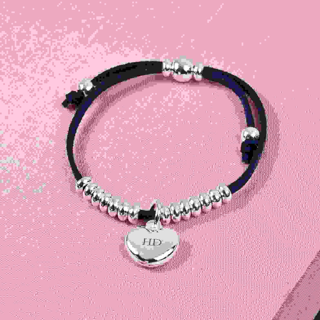 Personalised Silver Heart Friendship Bracelet