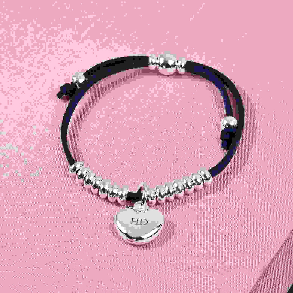 Personalised Silver Heart Friendship Bracelet
