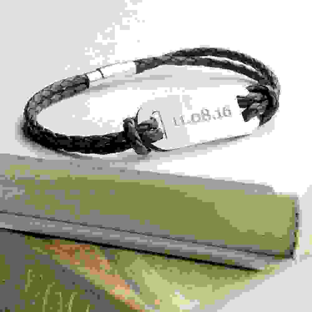 Personalised Men's Statement Woven Brown Leather Bracelet