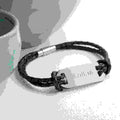 Personalised Men's Statement Leather Bracelet In Navy