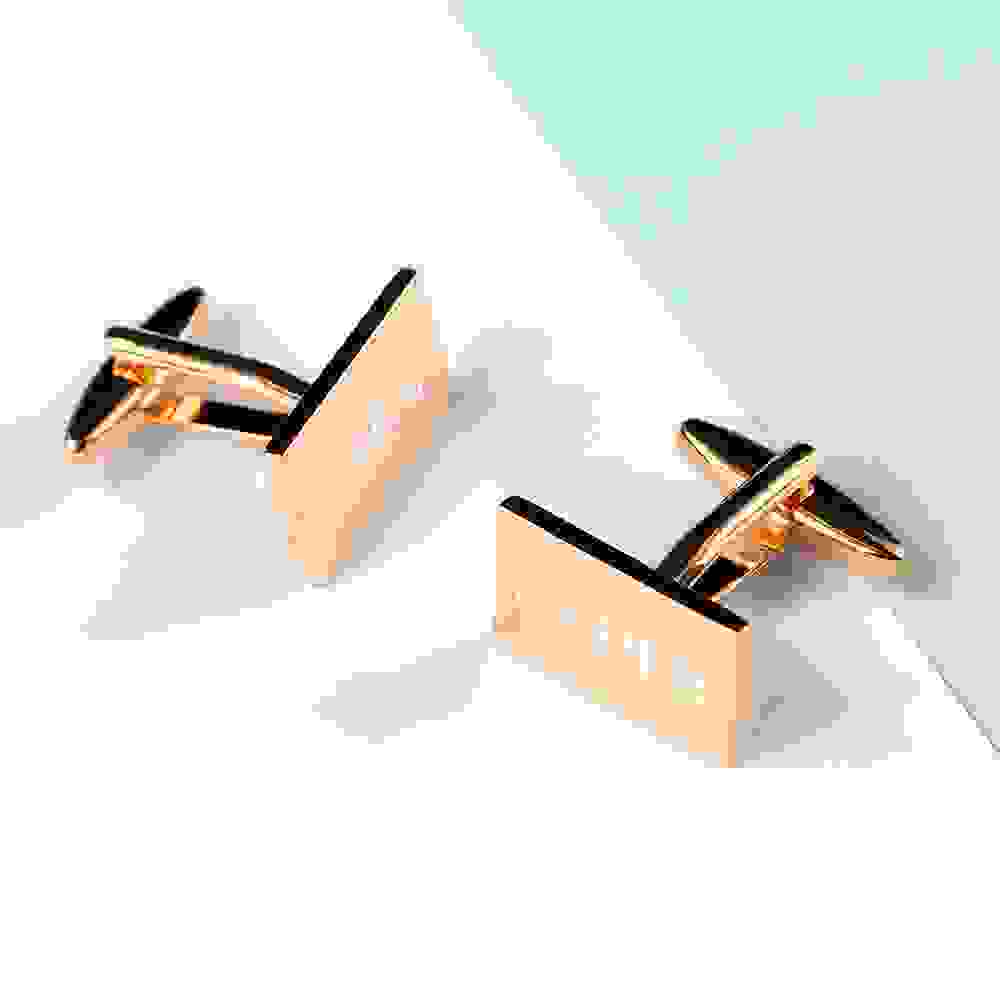 Personalised Rose Gold Plated Rectangle Cufflinks