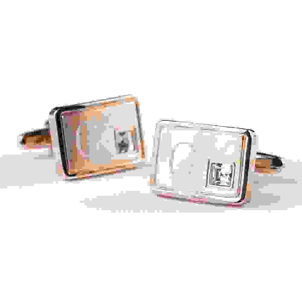 Personalised Rose Gold Plated Cufflinks With Crystal