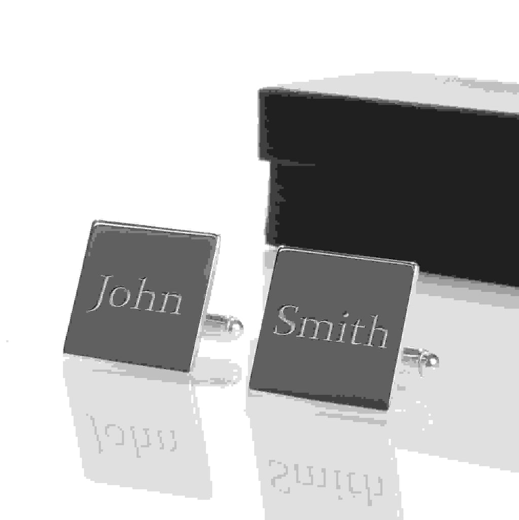 Personalised Silver Plated Square Cufflinks
