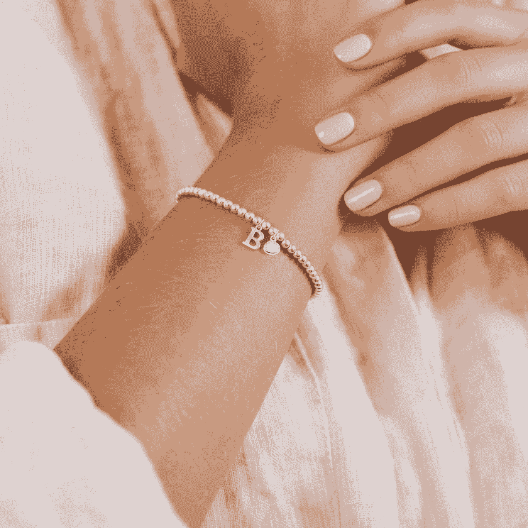 Personalised June Birthstone, Initial Letter & Moonstone Charm Bracelet