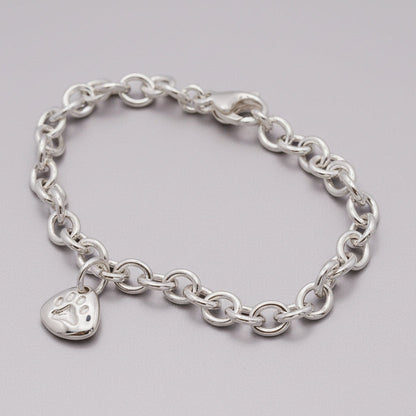 Pet Paw Print Personalised Silver Charm
