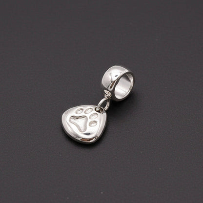 Pet Paw Print Personalised Silver Charm