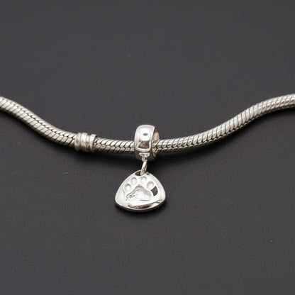 Pet Paw Print Personalised Silver Charm