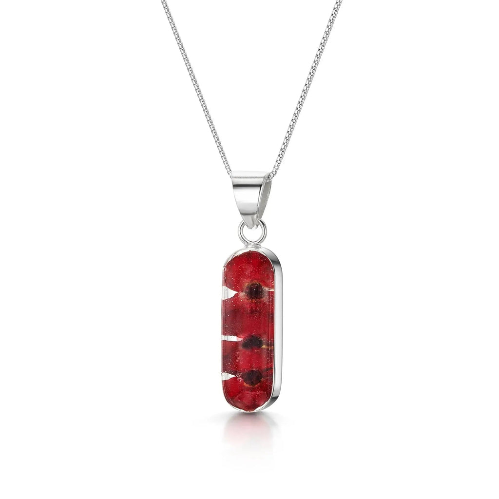 Poppy Silver Vertical Bar Pendant Necklace