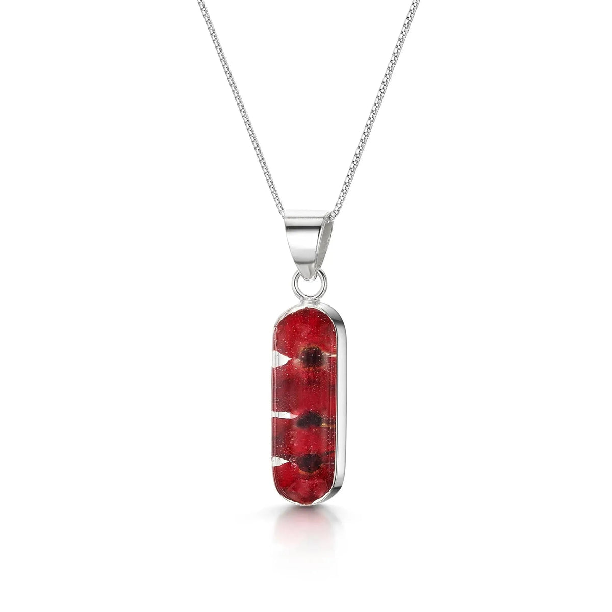 Poppy Silver Vertical Bar Pendant Necklace