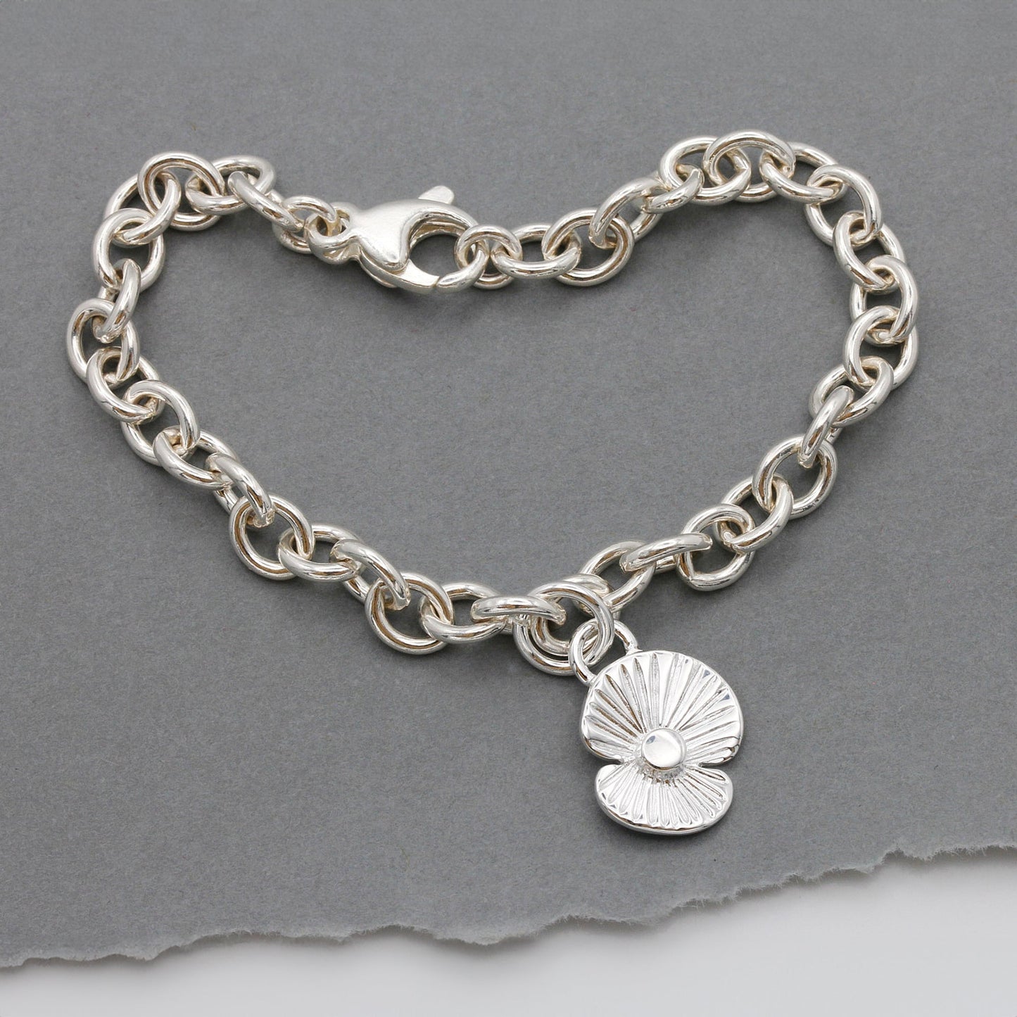 Poppy Flower Personalised Silver Charm