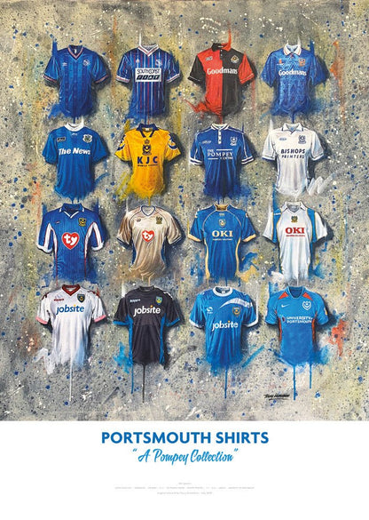 Portsmouth FC Shirts - A2 Signed Limited Edition Prints