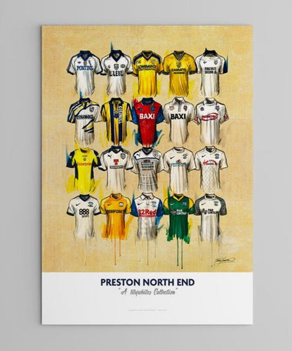 Preston North End FC Shirts - A2 Signed Limited Edition Prints
