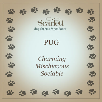 Pug Silver Dog Charm Bracelet