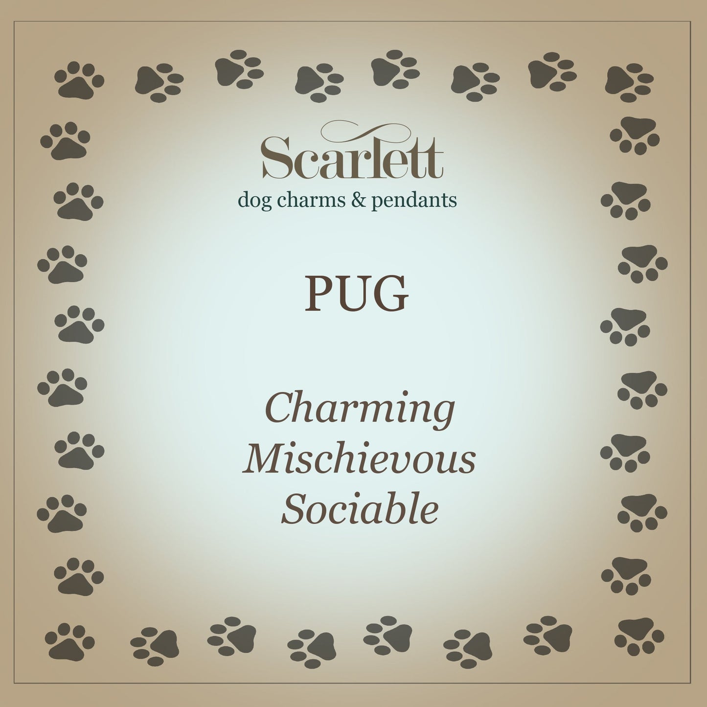 Pug Silver Dog Charm