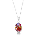 Mixed Flower Oval Pendant Necklace