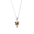Mixed Flower Heart Pendant Necklace