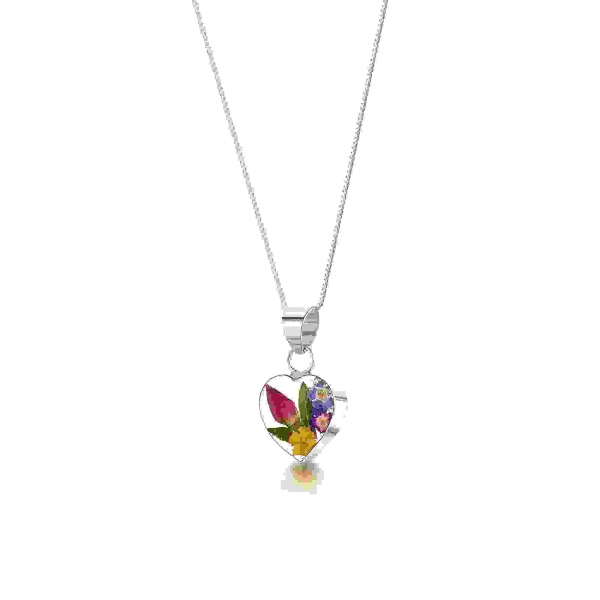 Mixed Flower Heart Pendant Necklace