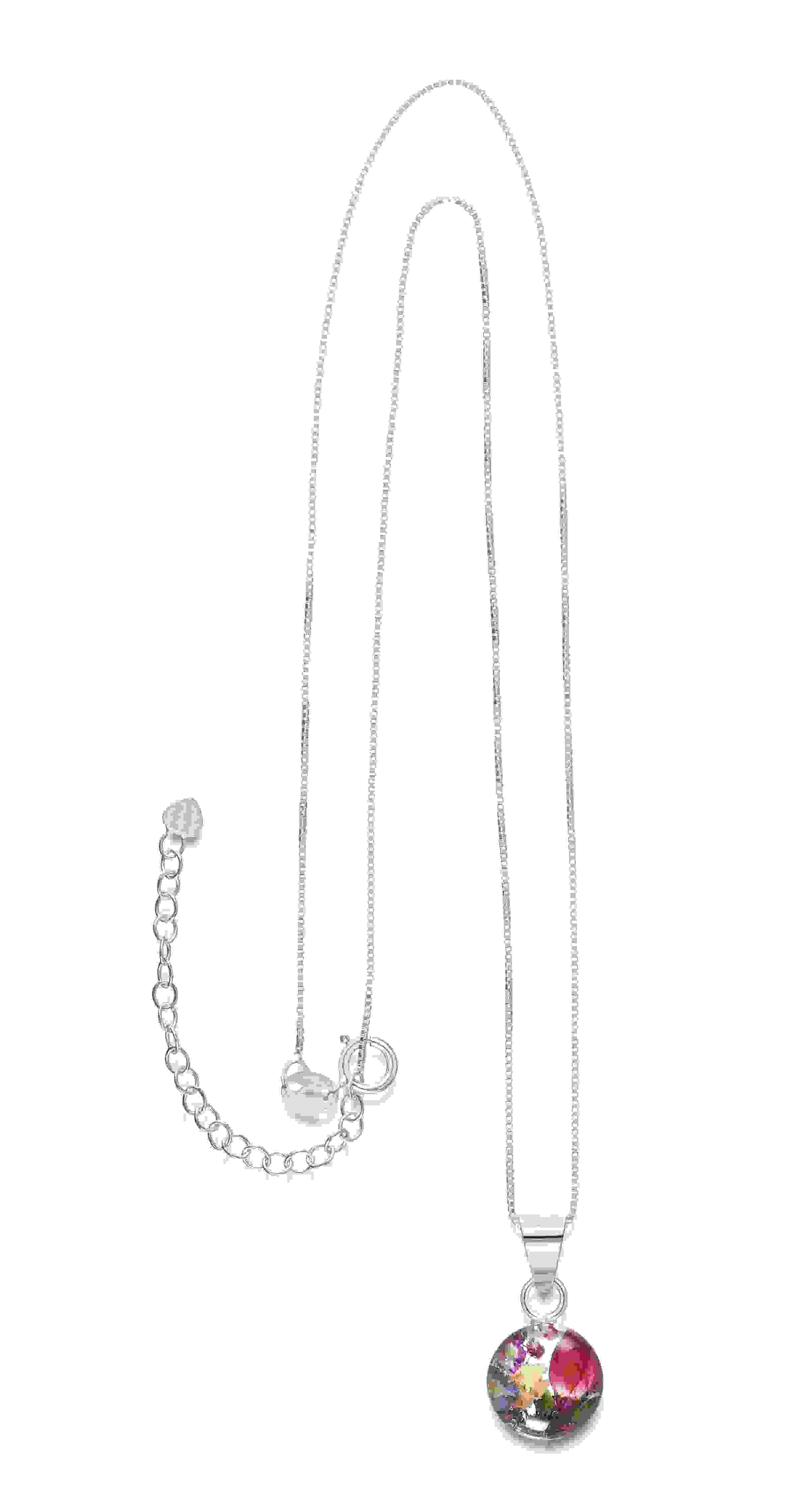 Mixed Flower Round Pendant Necklace