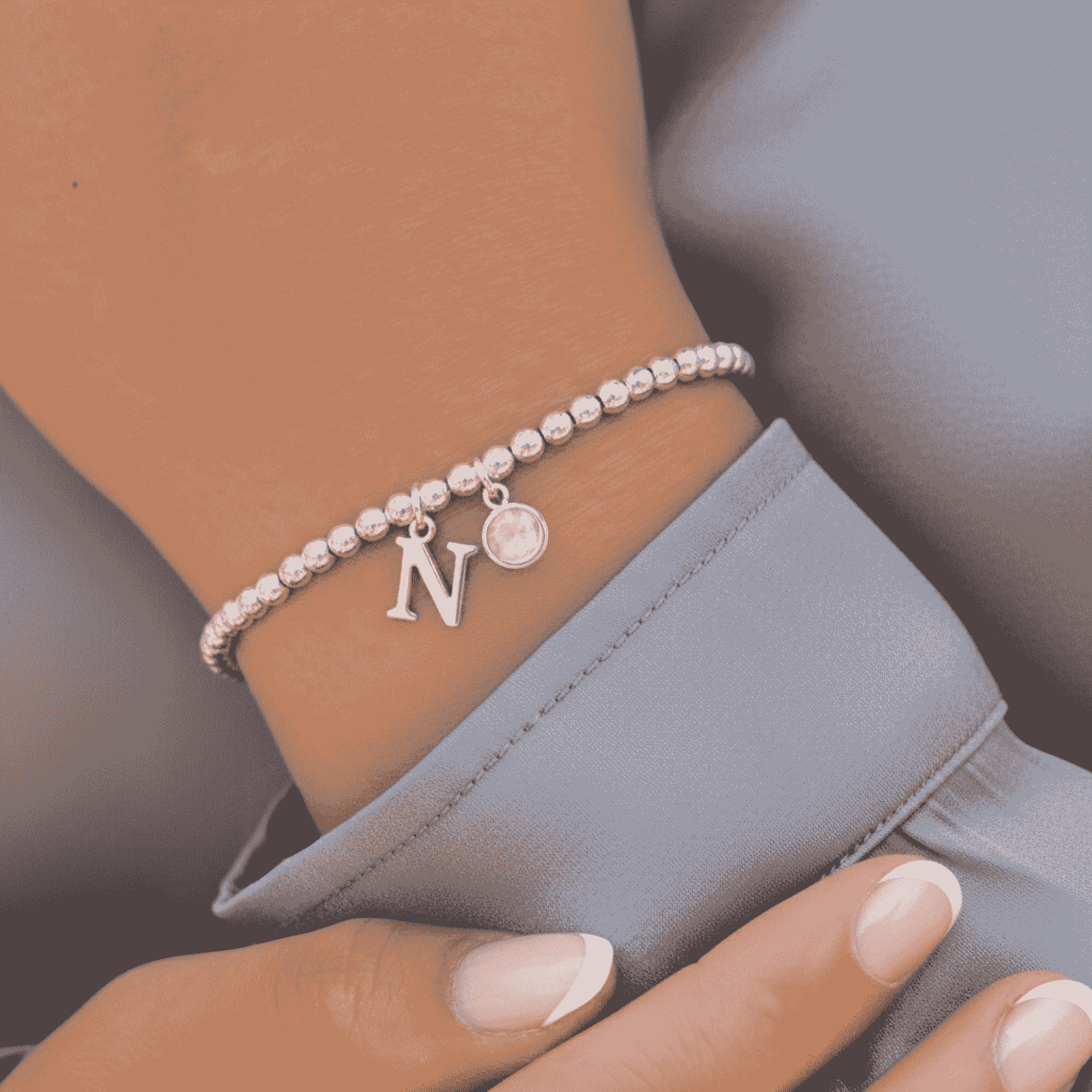 Birthstone & Initial Letter Personalised Charm Bracelet