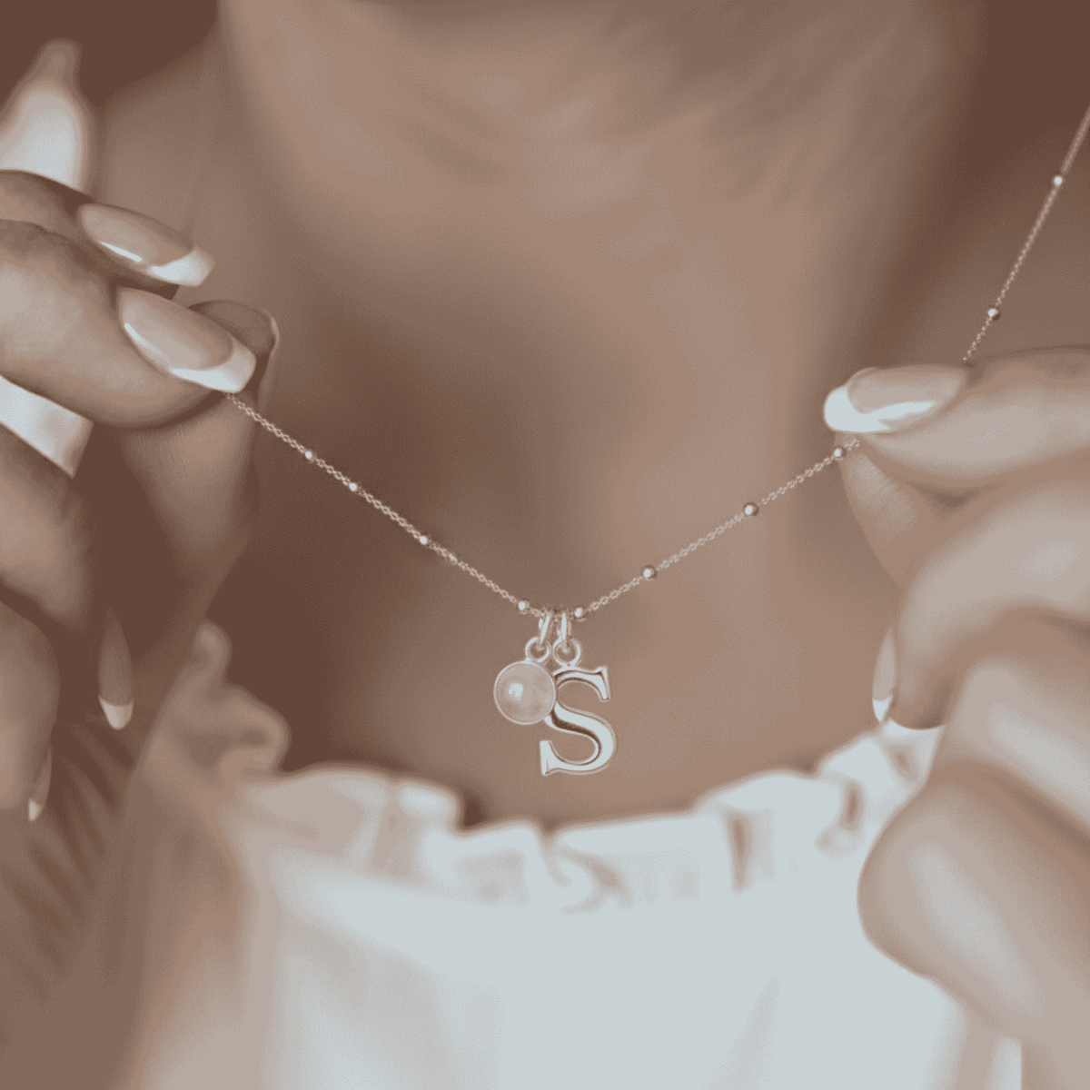 Initial & October Birthstone Necklace | Personalised Rose Quartz Gift