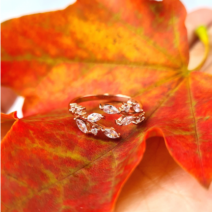 Adjustable Leaf Ring in Rose Gold - SJR London Timepiece