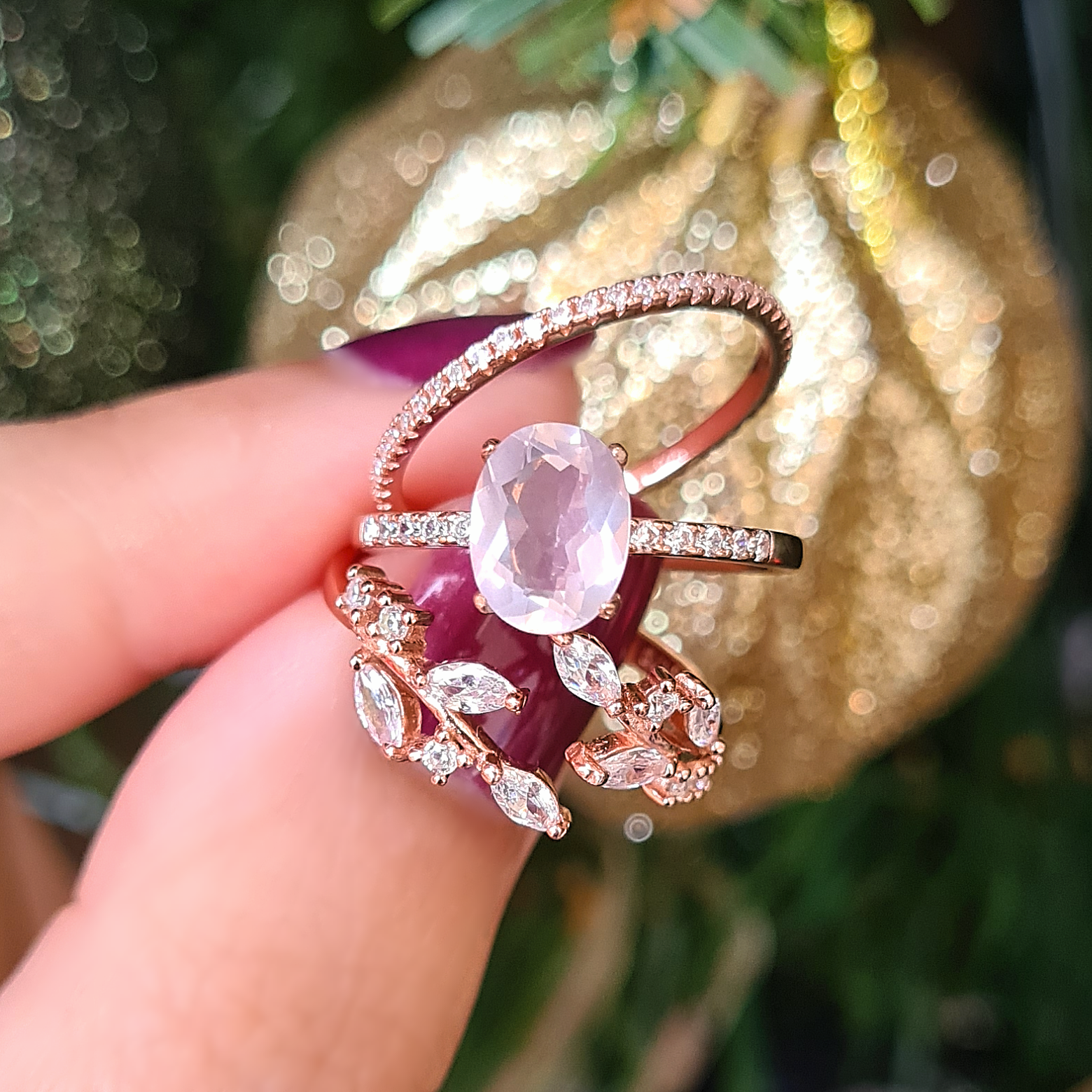 Rose Quartz Ring in Rose Gold Vermeil - SJR London Timepiece