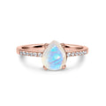 Bague Pierre de Lune Arc-en-ciel en Vermeil Or Rose