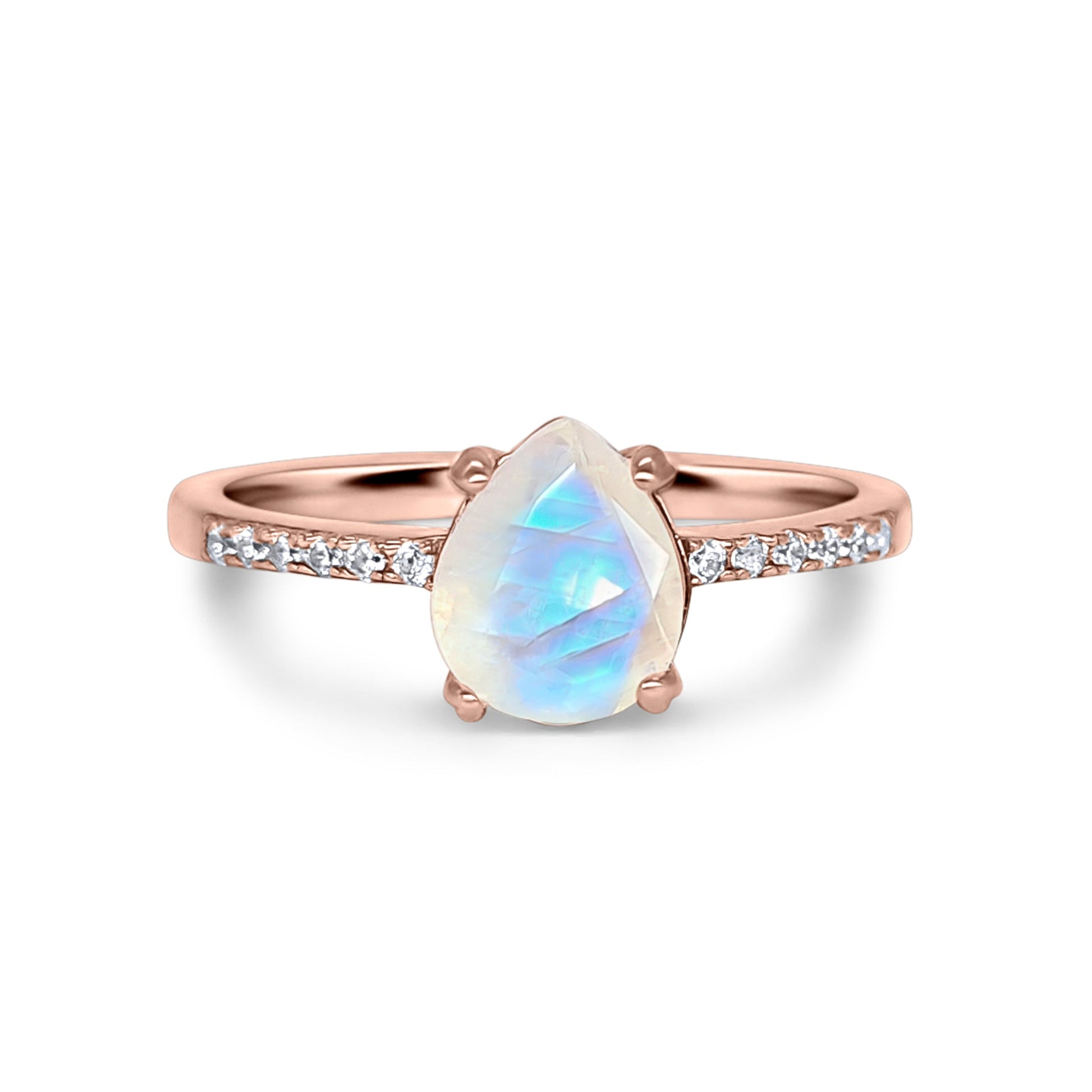 Rainbow Moonstone Ring in Rose Gold Vermeil - SJR London Timepiece