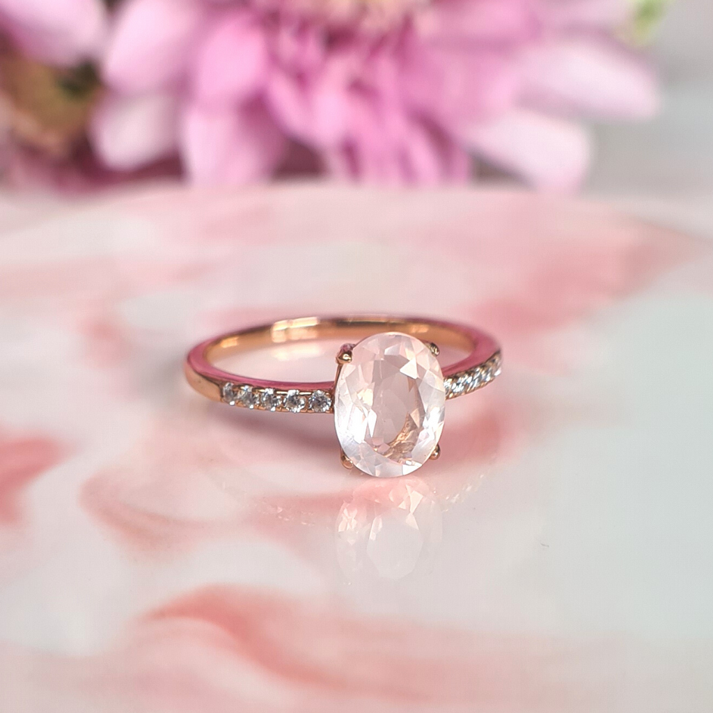 Bague Quartz Rose en Vermeil Or Rose