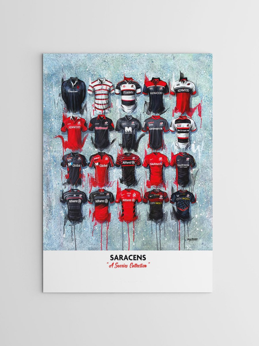 Saracens FC Shirts - A2 Signed Limited Edition Prints