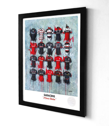 Saracens A3 Framed Print – Iconic Rugby Shirt Wall Art