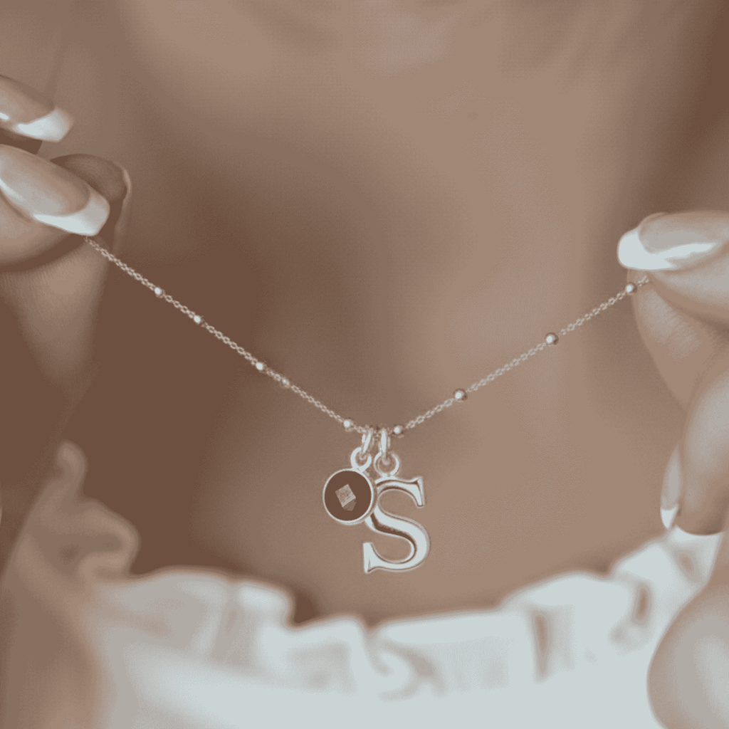 Initial & September Birthstone Necklace | Personalised Sapphire Gift