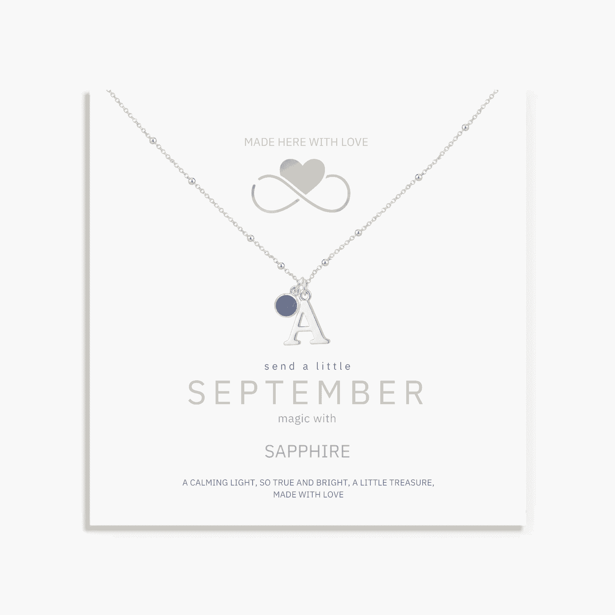 Initial & September Birthstone Necklace | Personalised Sapphire Gift