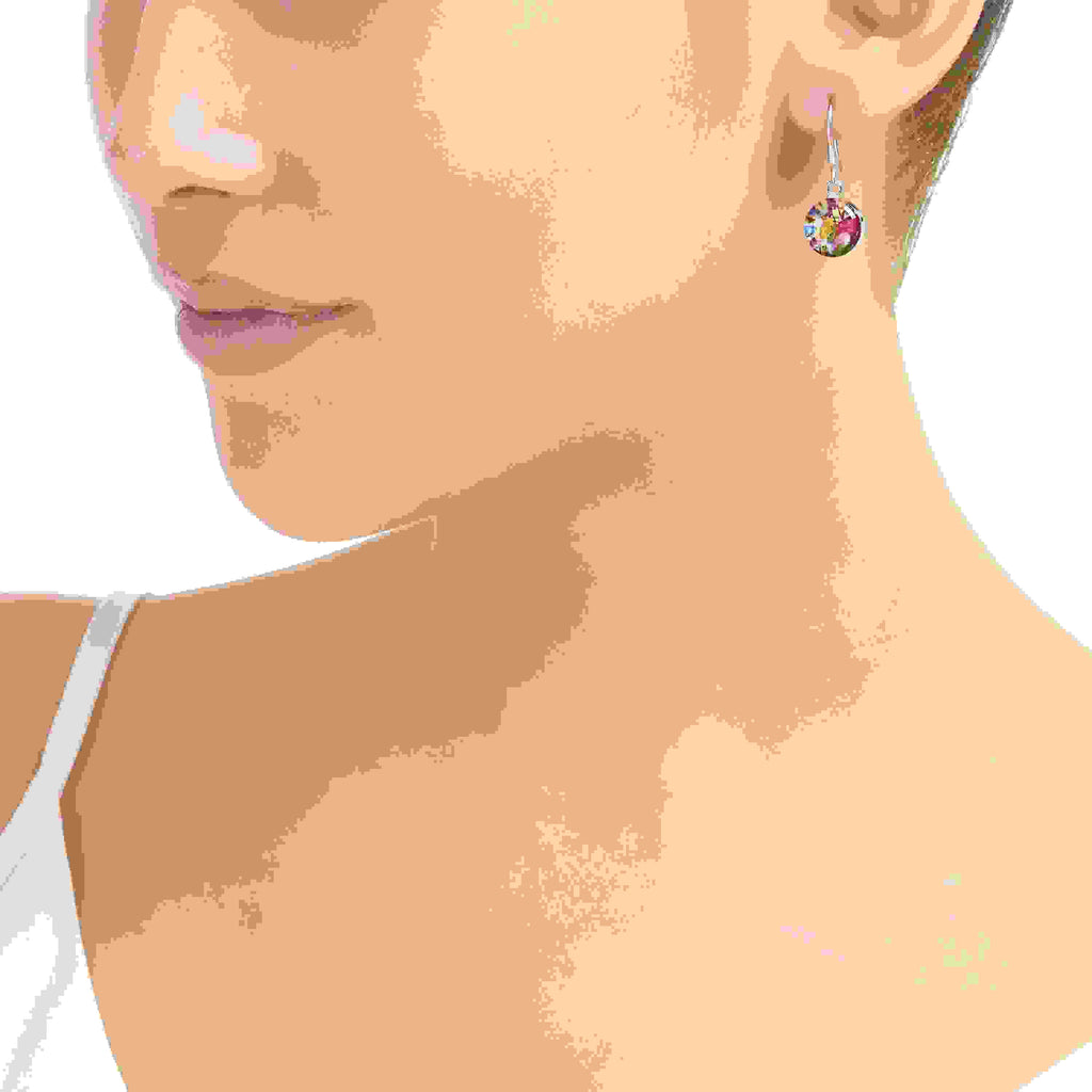 Mixed Flower Round Drop Earrings