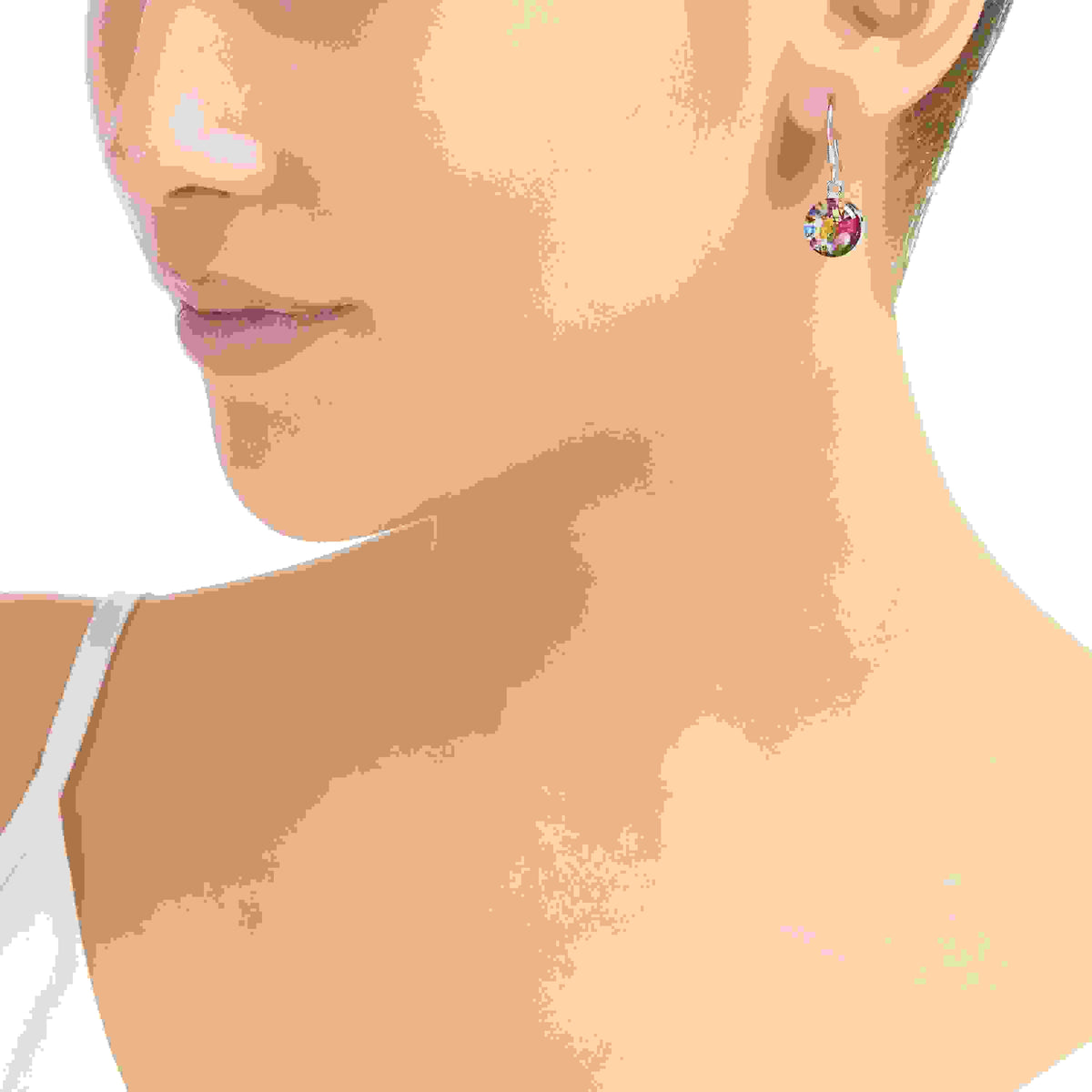 Mixed Flower Round Drop Earrings