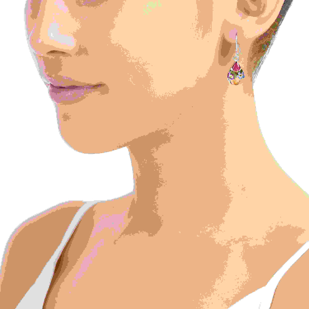 Mixed Flower Teardrop Dangle Drop Earrings