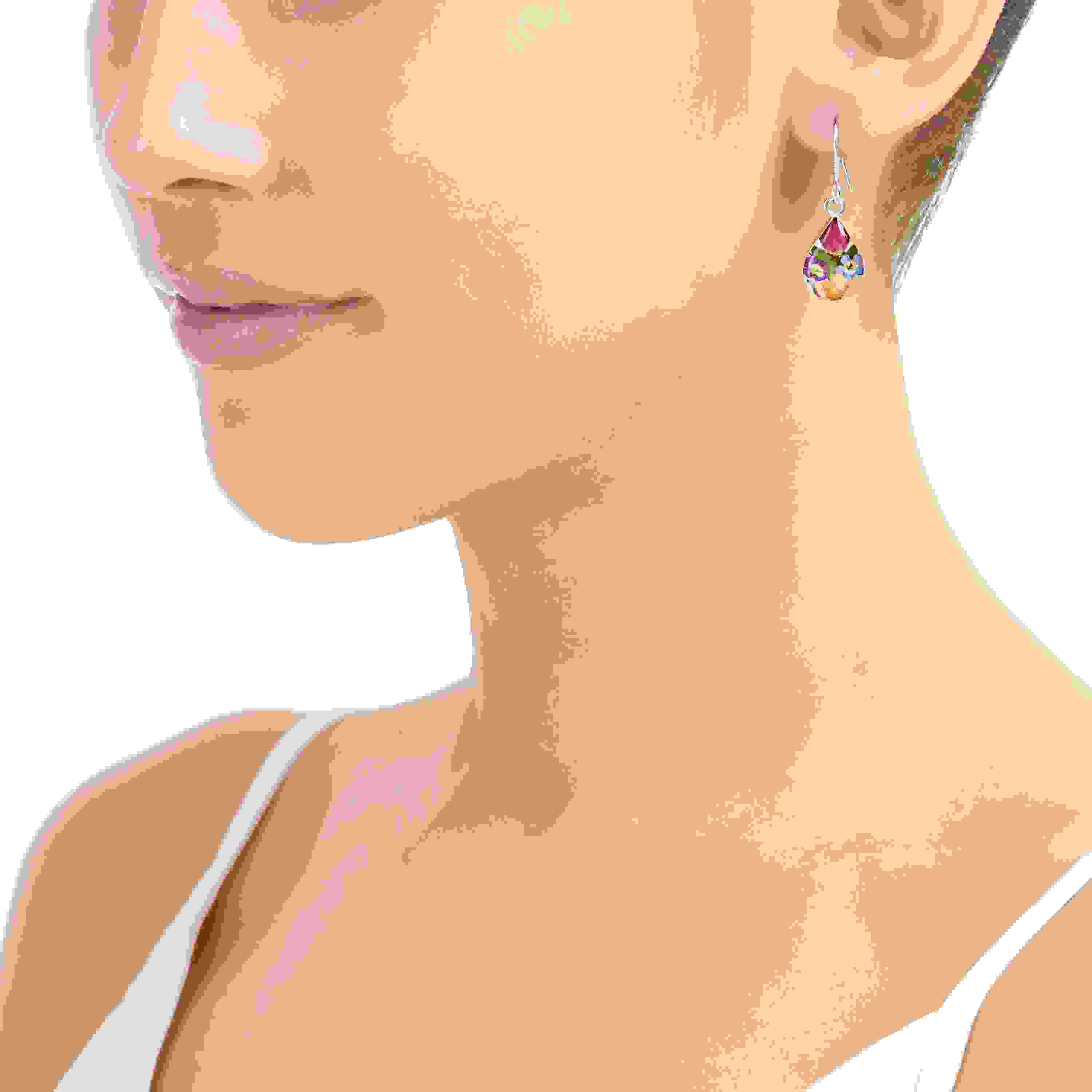 Mixed Flower Teardrop Dangle Drop Earrings