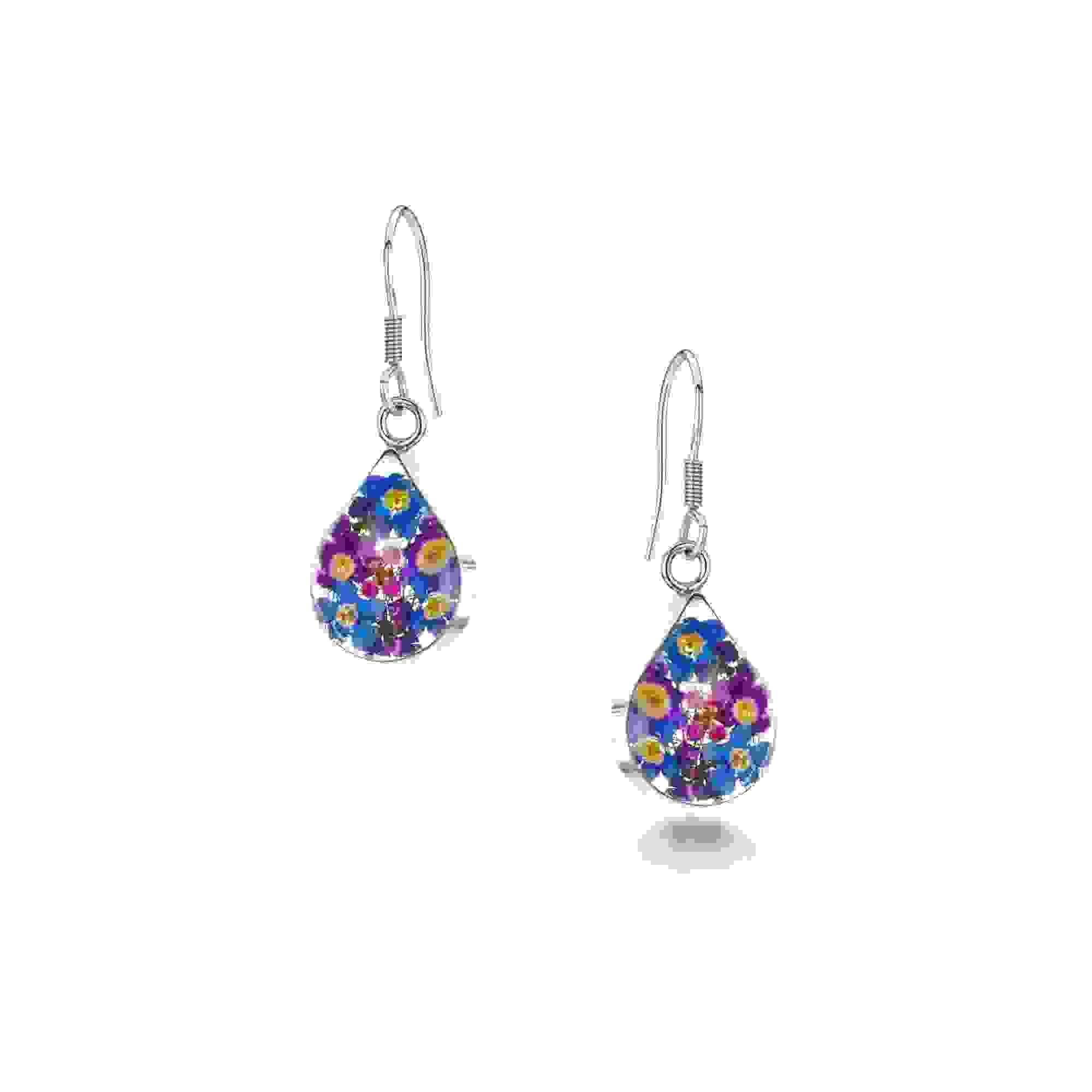 Purple Haze Silver Teardrop Dangle Drop Earrings