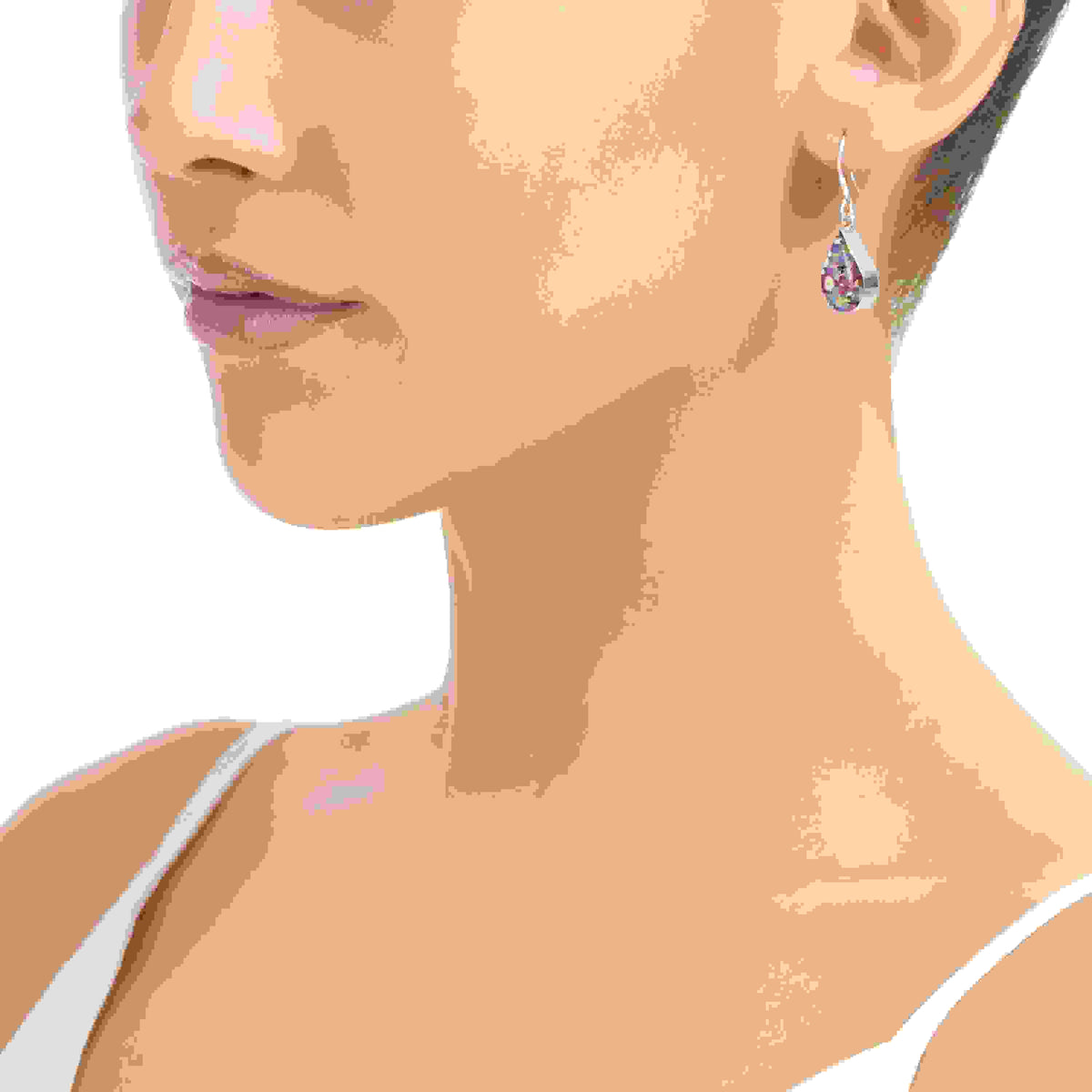 Purple Haze Silver Teardrop Dangle Drop Earrings