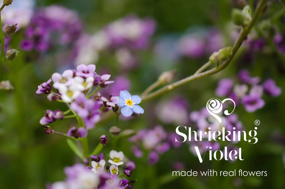 Purple Flower Huggie Earrings