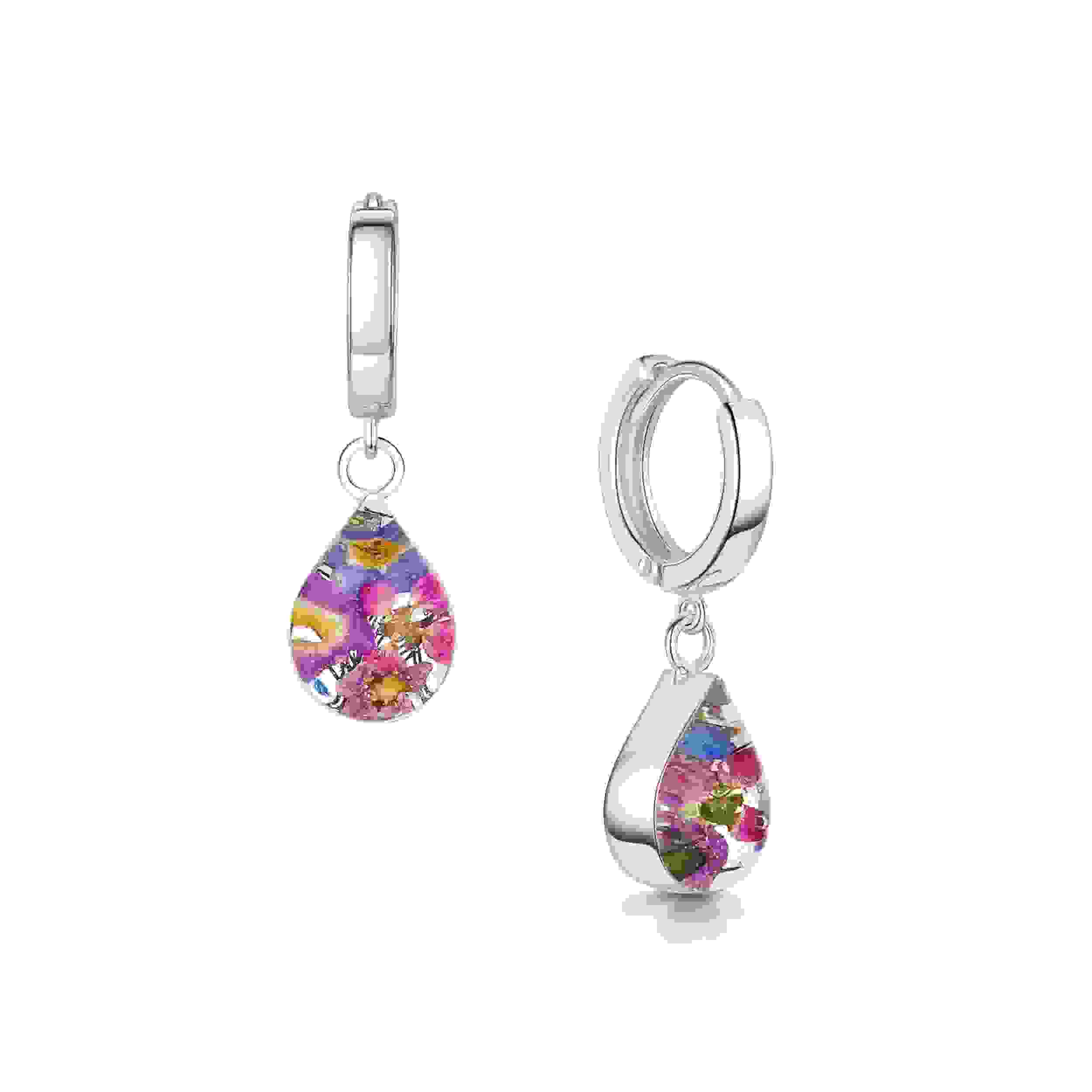 Purple Flower Huggie Earrings
