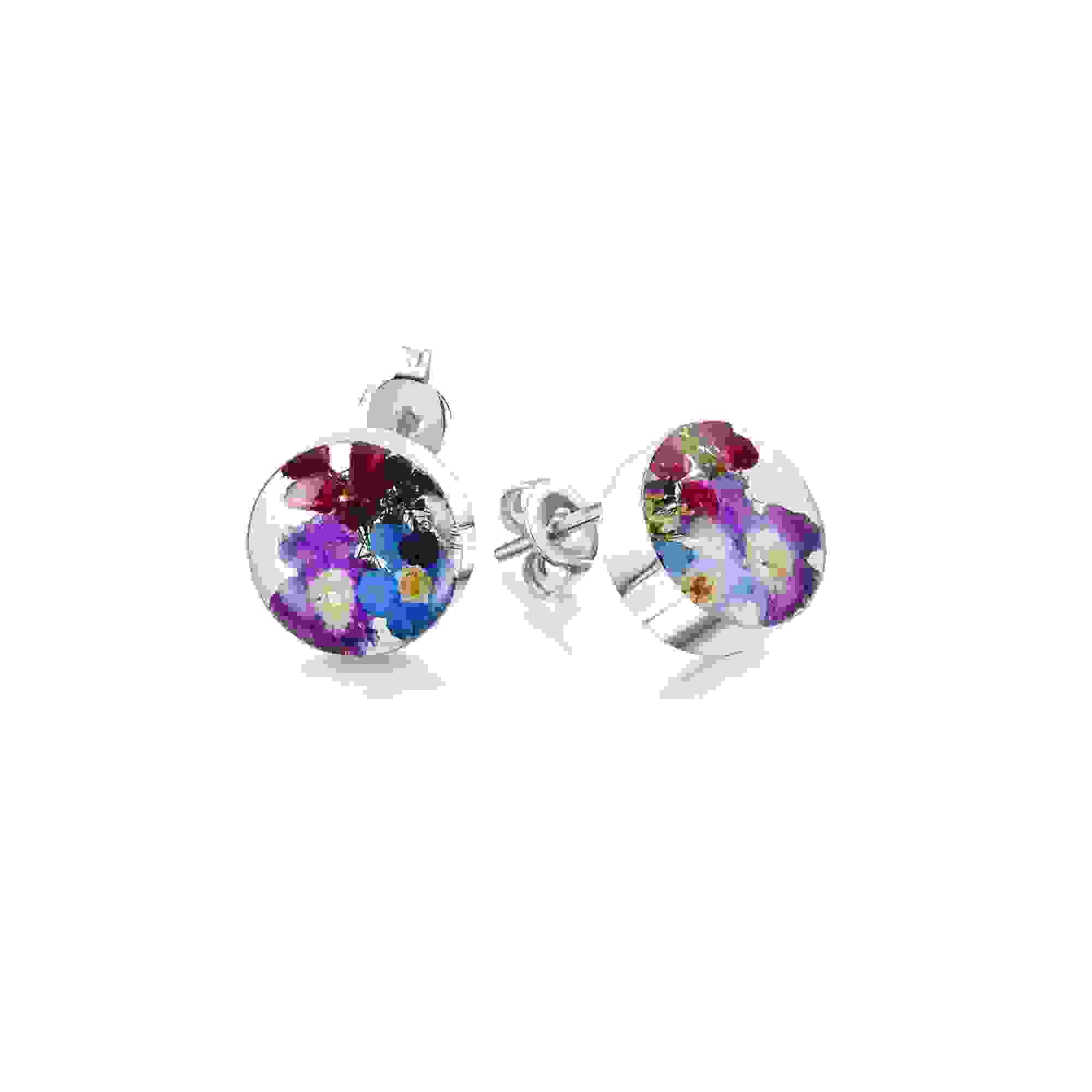 Purple Haze Silver Round Stud Earrings