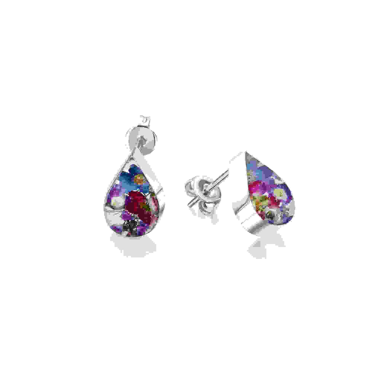 Purple Haze Silver Teardrop Stud Earrings