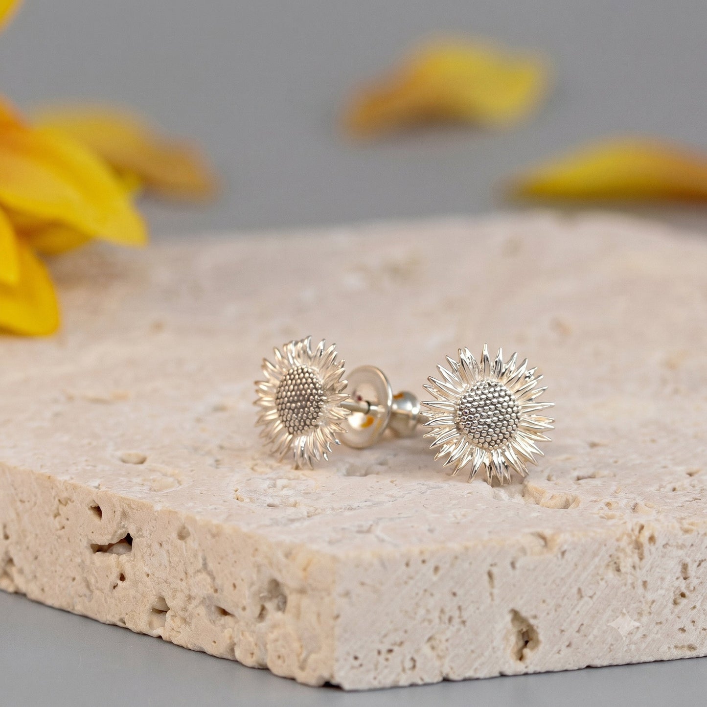 Sunflower Silver Stud Earrings