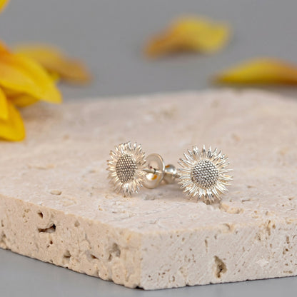 Sunflower Silver Stud Earrings
