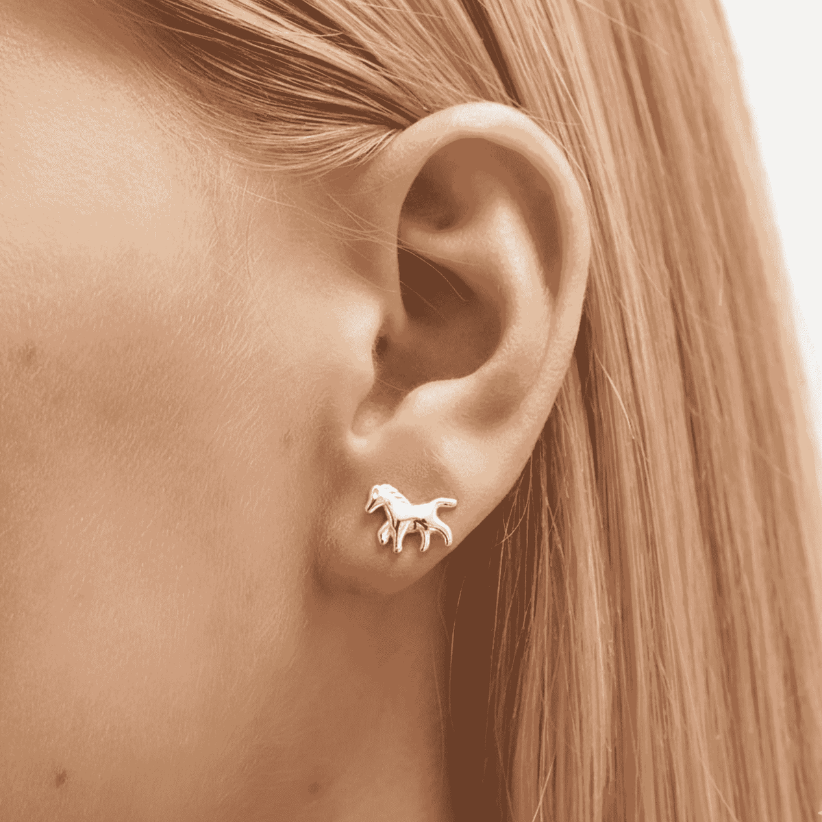 Sterling Silver Horse Stud Earrings