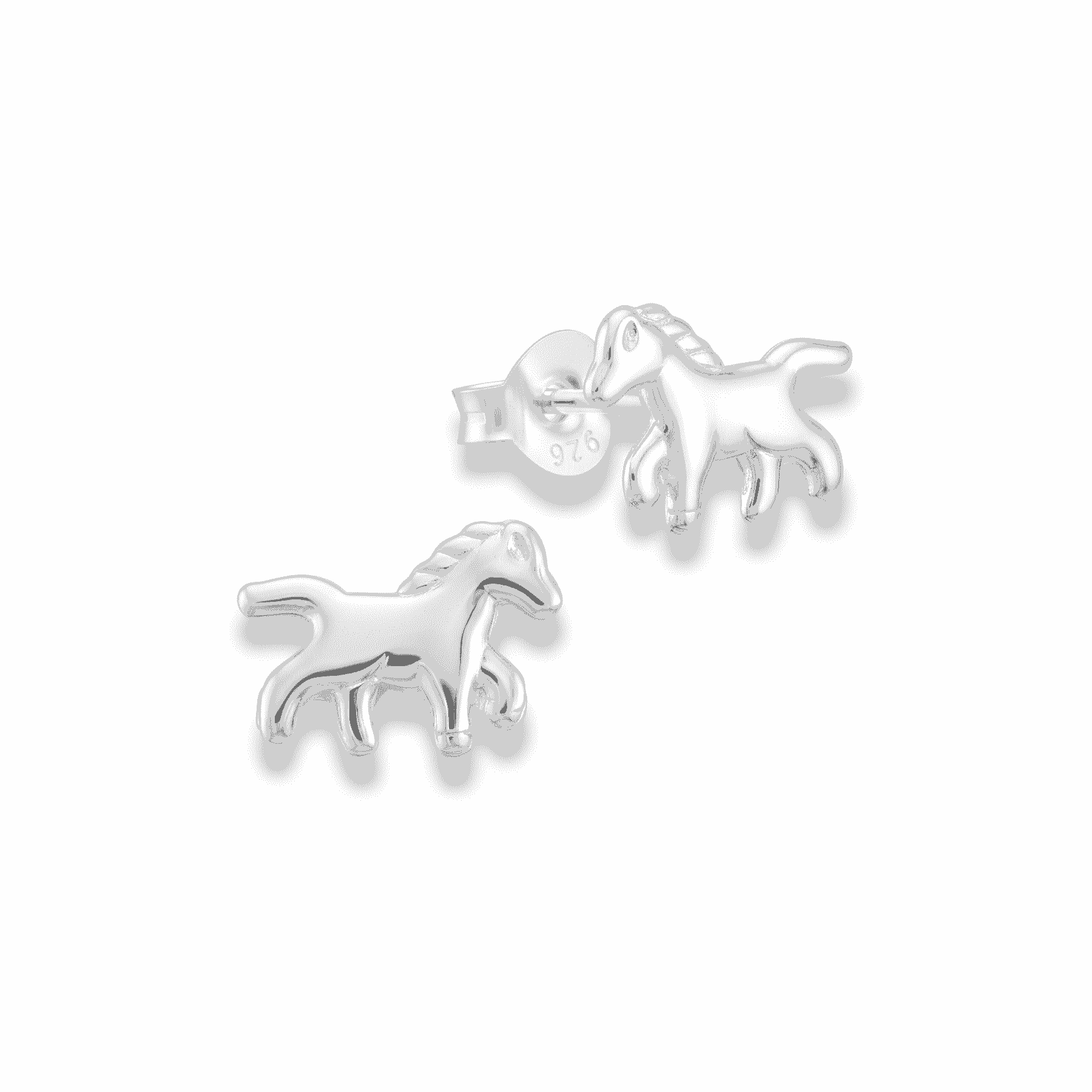 Sterling Silver Horse Stud Earrings