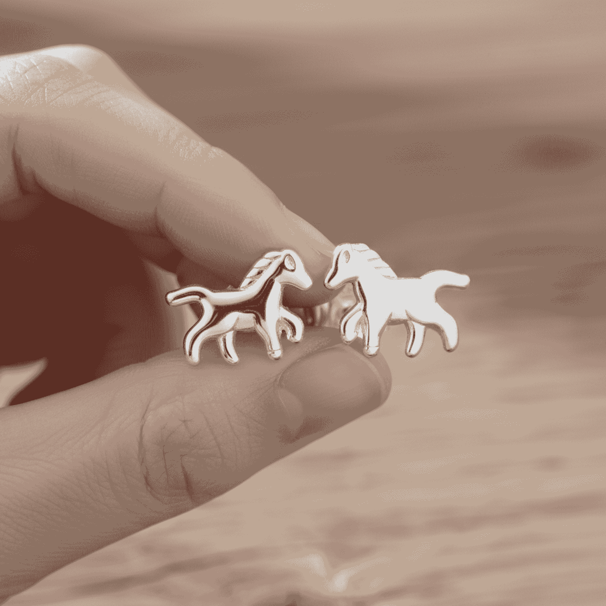 Sterling Silver Horse Stud Earrings